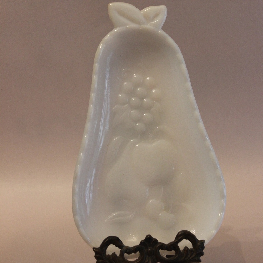 Vintage Milk Glass Pear Dish